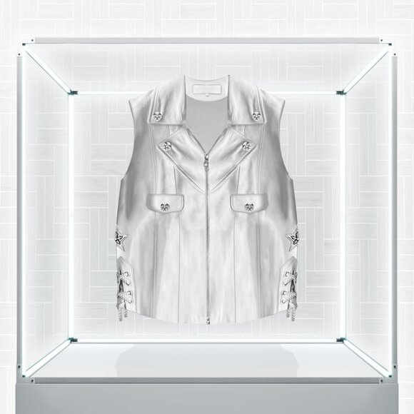 Chrome Hearts White Leather Star Vest